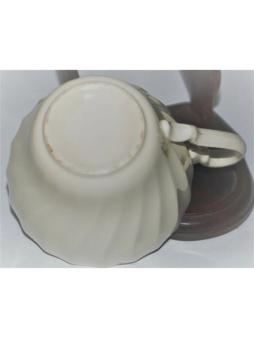 MYOTT Set/2 Olde Chelsea White Flat Cup*Swirl Rim Scalloped Edge*VTG England
